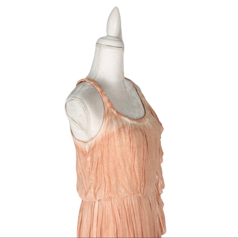 Free People peach orange ruffle sleeveless dress M - Picture 7 of 14